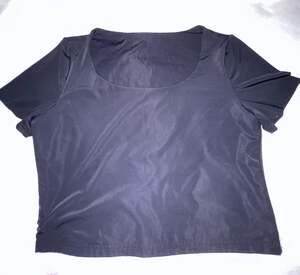 Lomon Women's Black Short Sleeve Scoop Neck Crop Top Size XL‎